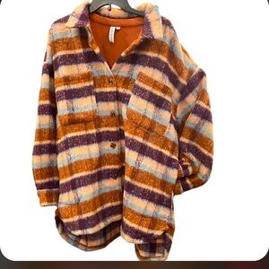 Grace + Karma Plaid Fuzzy Shacket Woman’s Size 1X With 4 Pockets NWT